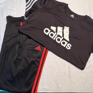 BUNDLE! Adidas Kids Black Joggers with Red Stripes